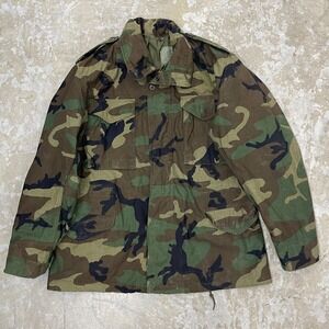 Military Jacket Medium‎ Coat Cold Weather Field Woodland Hood Army Vintage Talon